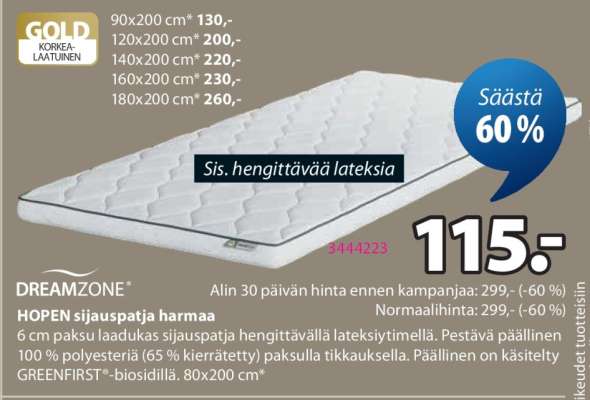 DREAMZONE HOPEN sijauspatja harmaa