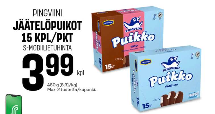PINGVIINI JÄÄTELÖPUIKOT