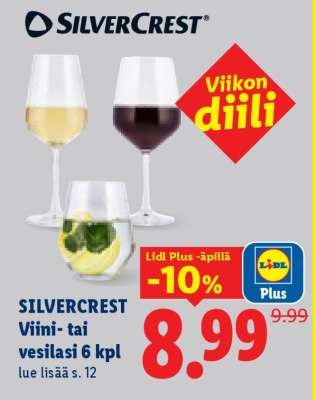 SILVERCREST Viini- tai vesilasi 6 kpl