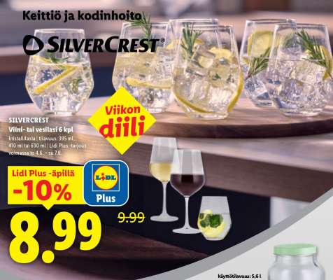 SILVERCREST Viini- tai vesilasit 6 kpl