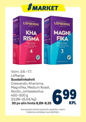 S-market tarjoukset  - 03.06.2026 - 07.07.2026.