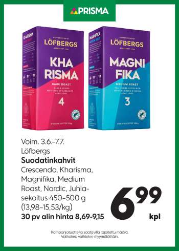 Prisma tarjoukset  - 03.06.2026 - 07.07.2026.