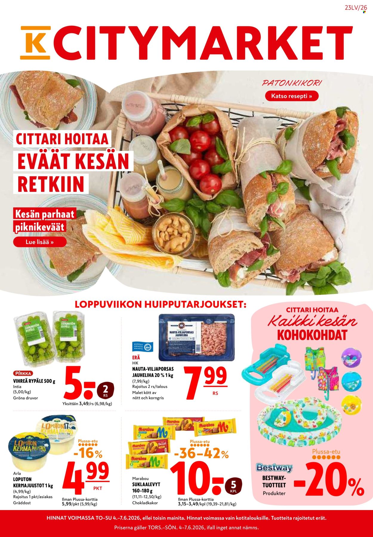 K-citymarket tarjoukset - 04.06.2026 - 07.06.2026. Sivu 1