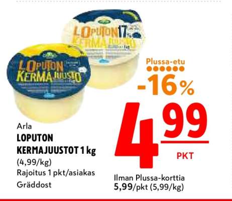 Arla LOPUTON KERMAJUUSTOT 1 kg