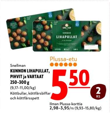 Snellman KUNNON LIHAPULLAT, PIHVIT ja VARTAAT