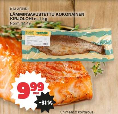 KALAONNI Lämminsavustettu kokonainen kirjolohi
