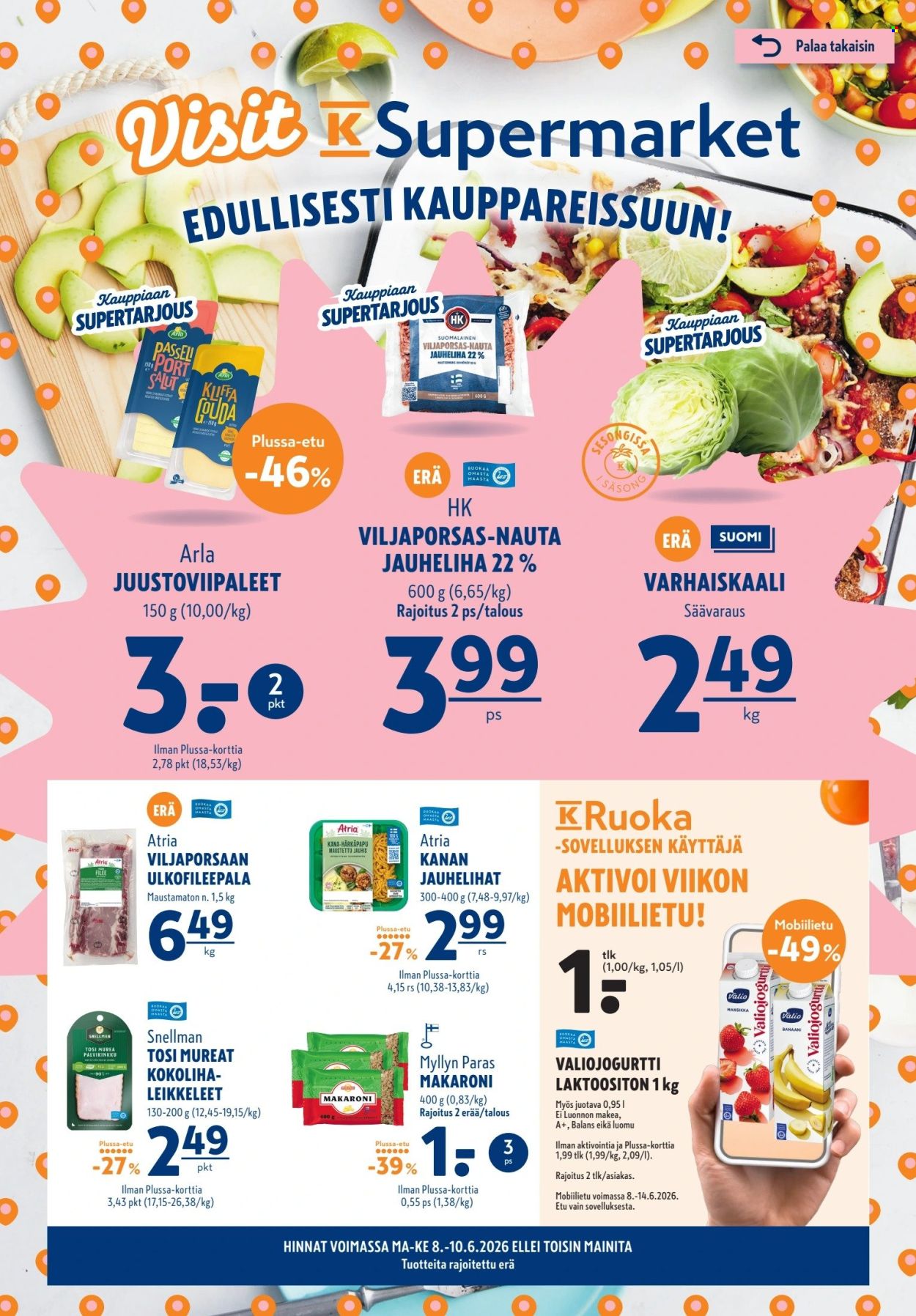 K-Supermarket tarjoukset - 08.06.2026 - 10.06.2026. Sivu 1