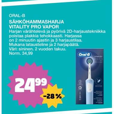 ORAL-B SÄHKÖHAMMASHARJA VITALITY PRO VAPOR