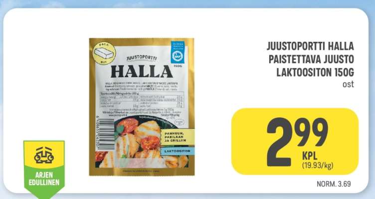 Juustoportti Halla Paistettava Juusto Laktoositon 150g