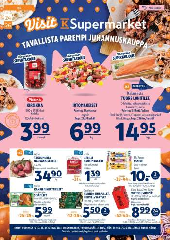 K-Supermarket tarjoukset  - 11.06.2026 - 14.06.2026.