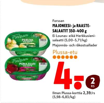 Forssan MAJONEESI- ja RAASTE-SALAATIT 350-400 g