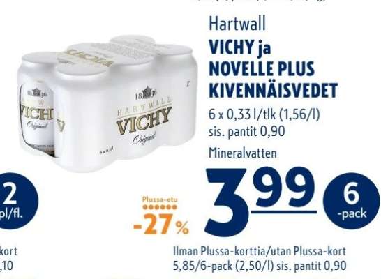 Hartwall VICHY ja NOVELLE PLUS KIVENNÄISVEDET
