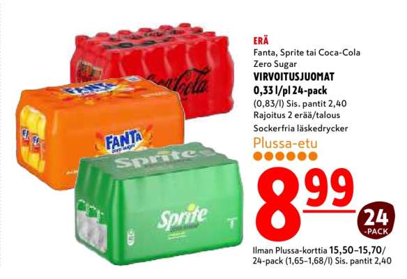 VIRVOITUSJUOMAT 0,33 l/p 24-pack