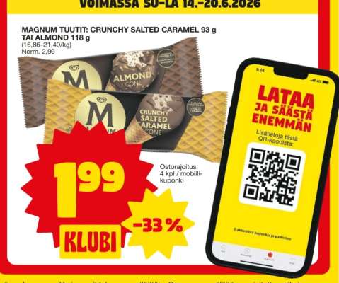 MAGNUM TUUTIT: CRUNCHY SALTED CARAMEL 93 g TAI ALMOND 118 g