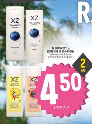 XZ SHAMPOOT JA HOITOAINEET 200-250ML