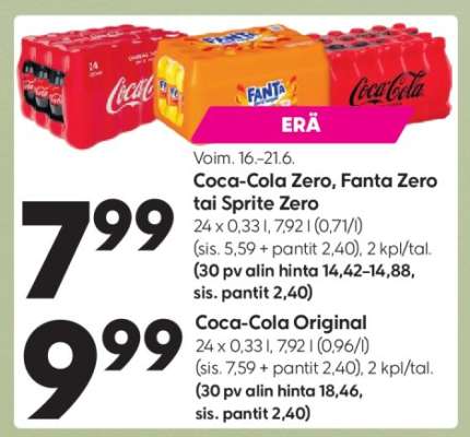 Coca-Cola Zero, Fanta Zero tai Sprite Zero