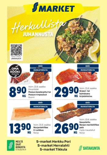 S-market tarjoukset  - 16.06.2026 - 21.06.2026.
