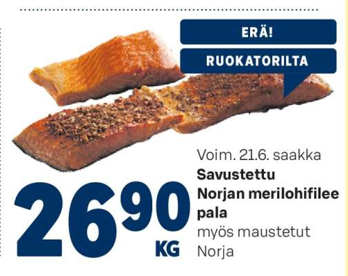 Savustettu Norjan merilohifilee pala