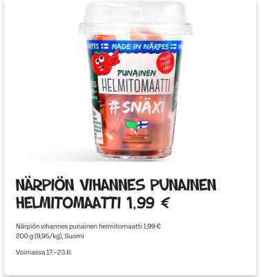 NÄRPIÖN VIHANNES PUNAINEN HELMITOMAATTI