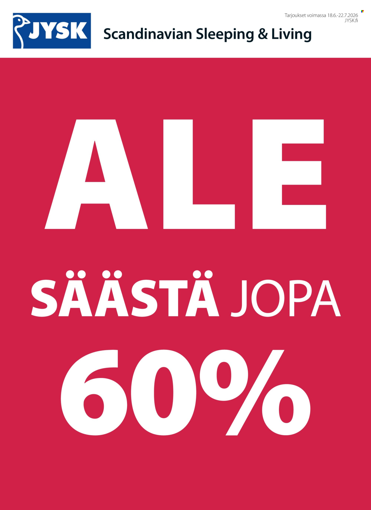 JYSK tarjoukset - 18.06.2026 - 27.07.2026. Sivu 1