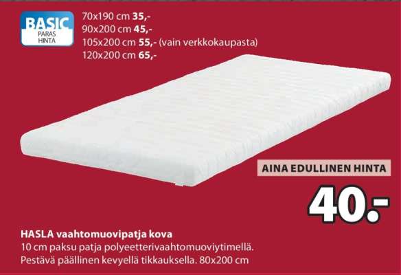 HASLA vaahtomuovipatja kova