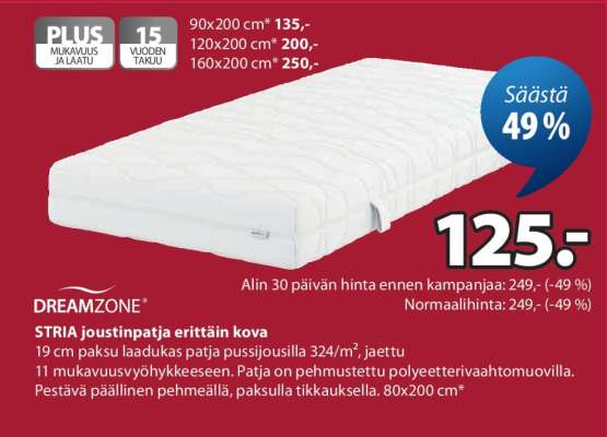 DREAMZONE STRIA joustinpatja erittäin kova