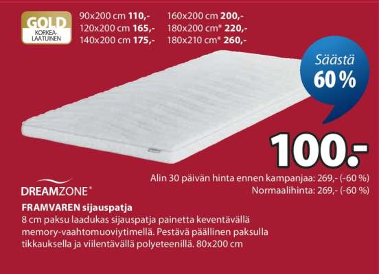 DREAMZONE FRAMVAREN sijauspatja