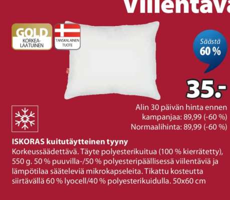 ISKORAS kuitutäytteinen tyyny