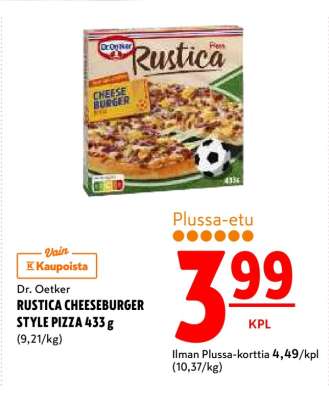 Dr. Oetker RUSTICA CHEESEBURGER STYLE PIZZA 433 g