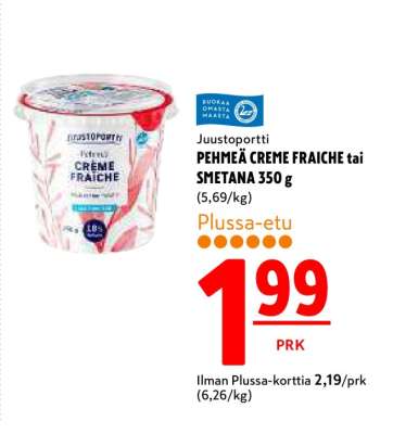 Juustoportti PEHMEÄ CREME FRAICHE tai SMETANA 350 g