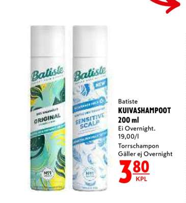 Batiste KUIVASHAMPOOT 200 ml