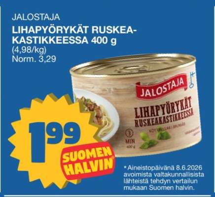 JALOSTAJA LIHAPYÖRYKÄT RUSKEA-KASTIKKEESSA 400 g