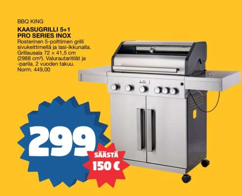 BBQ KING KAASUGRILLI 5+1 PRO SERIES INOX
