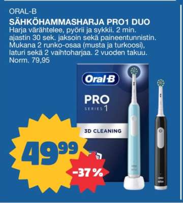 ORAL-B SÄHKÖHAMMASHARJA PRO1 DUO