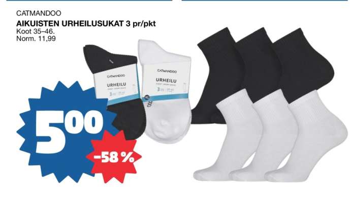 CATMANDOO AIKUISTEN URHEILUSUKAT 3 pr/pkt