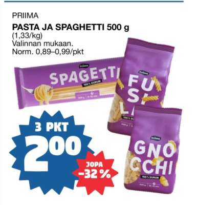 PRIIMA PASTA JA SPAGHETTI 500 g