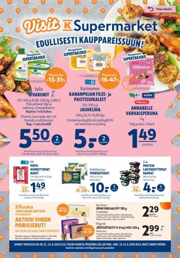 K-Supermarket tarjoukset  - 22.06.2026 - 24.06.2026.