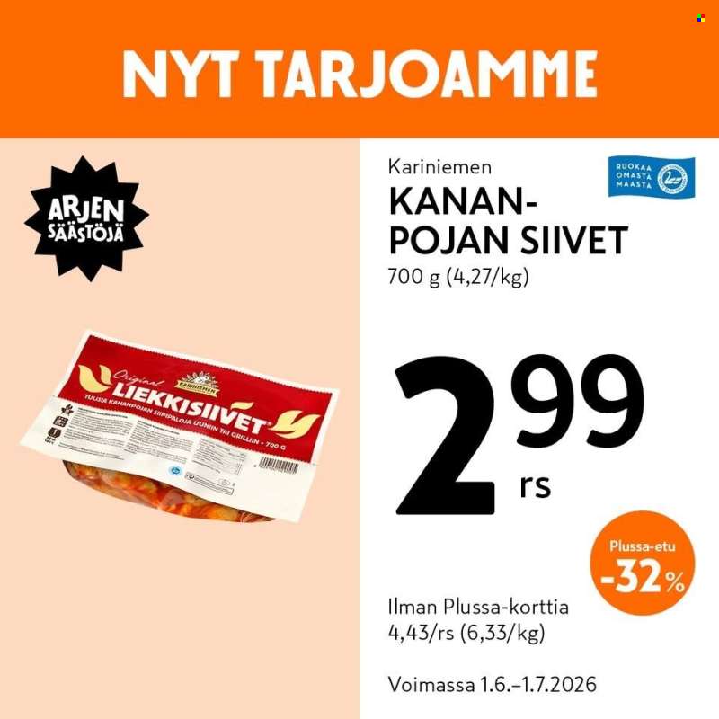 K-market tarjoukset  - 01.06.2026 - 01.07.2026.