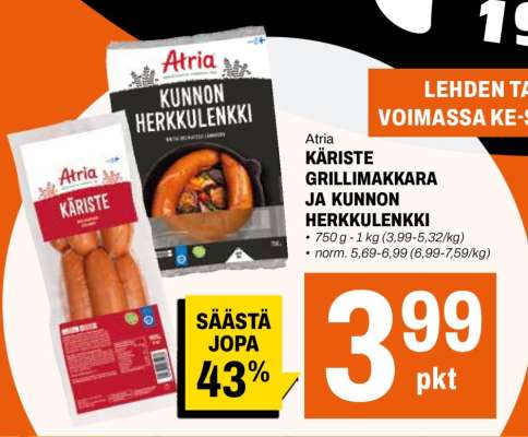 Atria KÄRISTE GRILLIMAKKARA JA KUNNON HERKKULENKKI