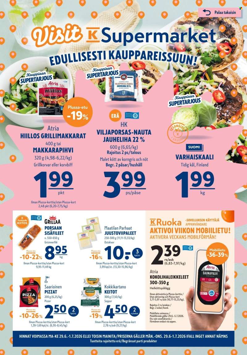 K-Supermarket tarjoukset  - 29.06.2026 - 01.07.2026.