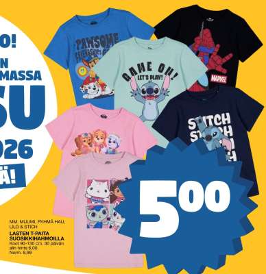 LASTEN T-PAITA SUOSIKKIAHMOILLA