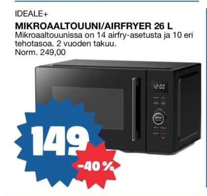 IDEALE+ MIKROAALTOUUNI/AIRFRYER 26 L