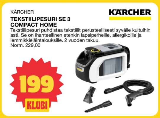 KÄRCHER TEKSTIILIPESURI SE 3 COMPACT HOME