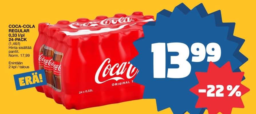 COCA-COLA REGULAR 0,33 l/p 24-PACK