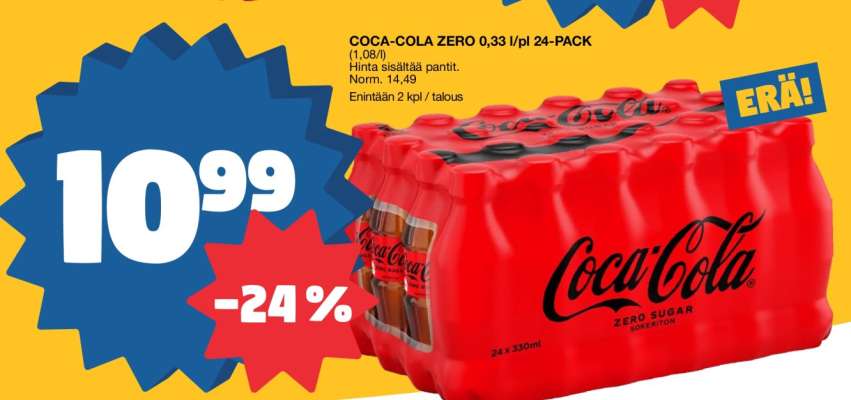 COCA-COLA ZERO 0,33 l/p 24-PACK