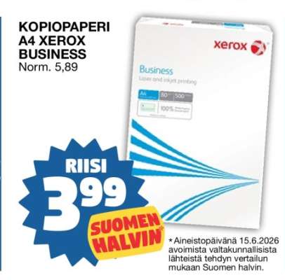Kopiopaperi A4 Xerox Business