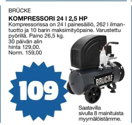 BRÜCKE KOMPRESSORI 24 L 2,5 HP