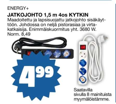 JATKOJOHTO 1,5 m 4os KYTKIN
