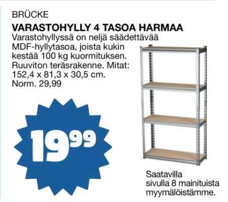 BRÜCKE VARASTOHYLLY 4 TASOA HARMAA