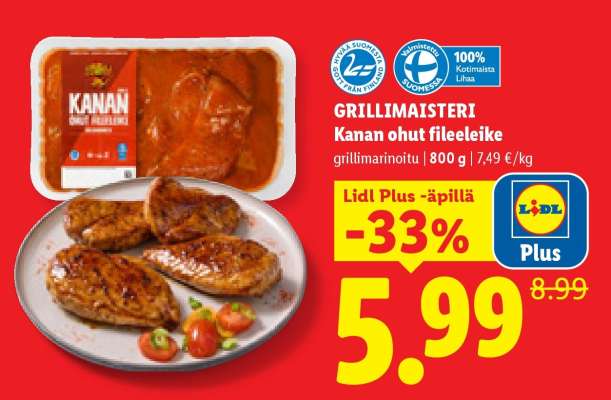 GRILLIMASTER Kanan ohut fileeleike